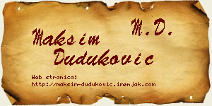 Maksim Duduković vizit kartica
